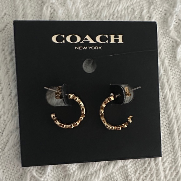 NWT Coach Script Small Hoop Earrings - Picture 2 of 3